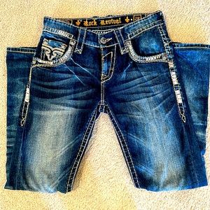 Men’s rock revival boot cut jeans 28X 30
